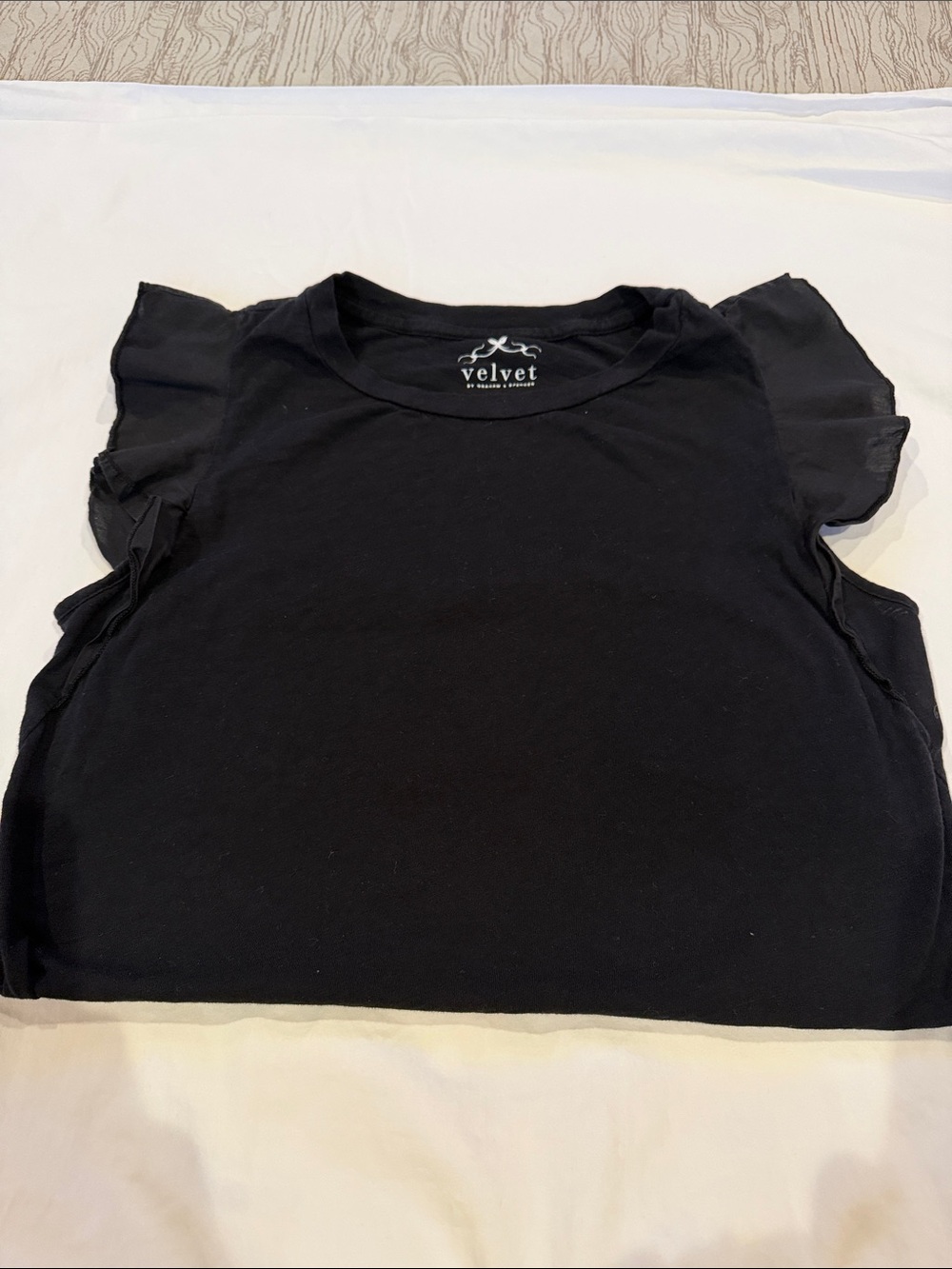 Velvet by Graham & Spencer Black Ruffle Sleeve Tee